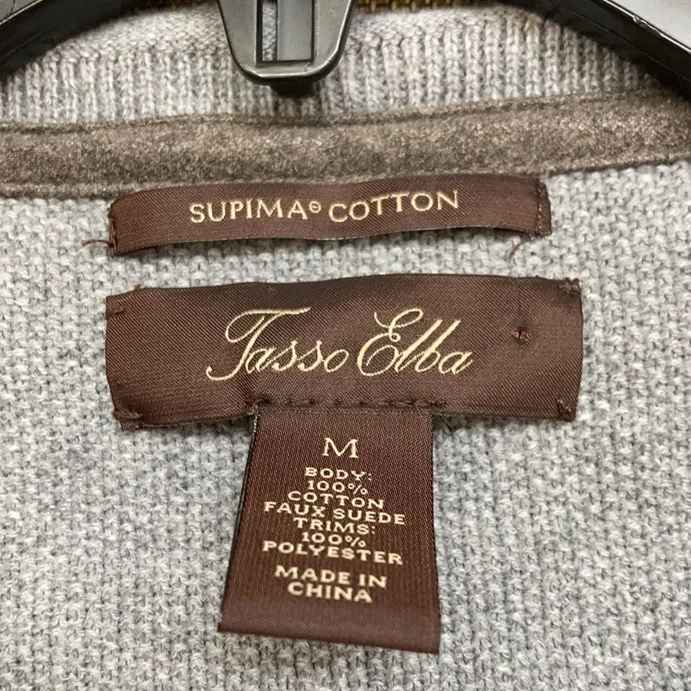 Tasso Elba supima cotton crew neck sweater with elbow patches
